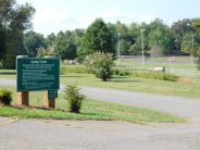 Bethel Park Rules and Regulation sign and tennis courts