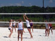 Girls playing volleyball