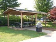 Picnic shelter with three tables