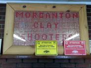 Morganton Clay Shooter sign - "Attention: Ear and Eye Protection Required at All Times  - Safety is everyone's Responsibility"