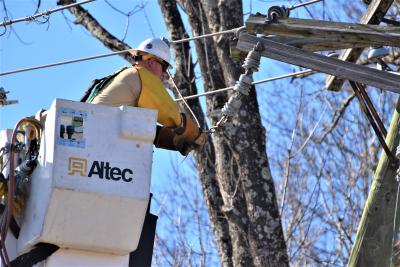 Line Technician working on electric lines