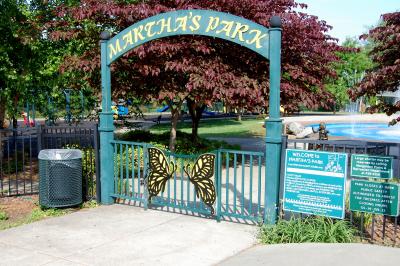 Martha's Park gate with butterfly design