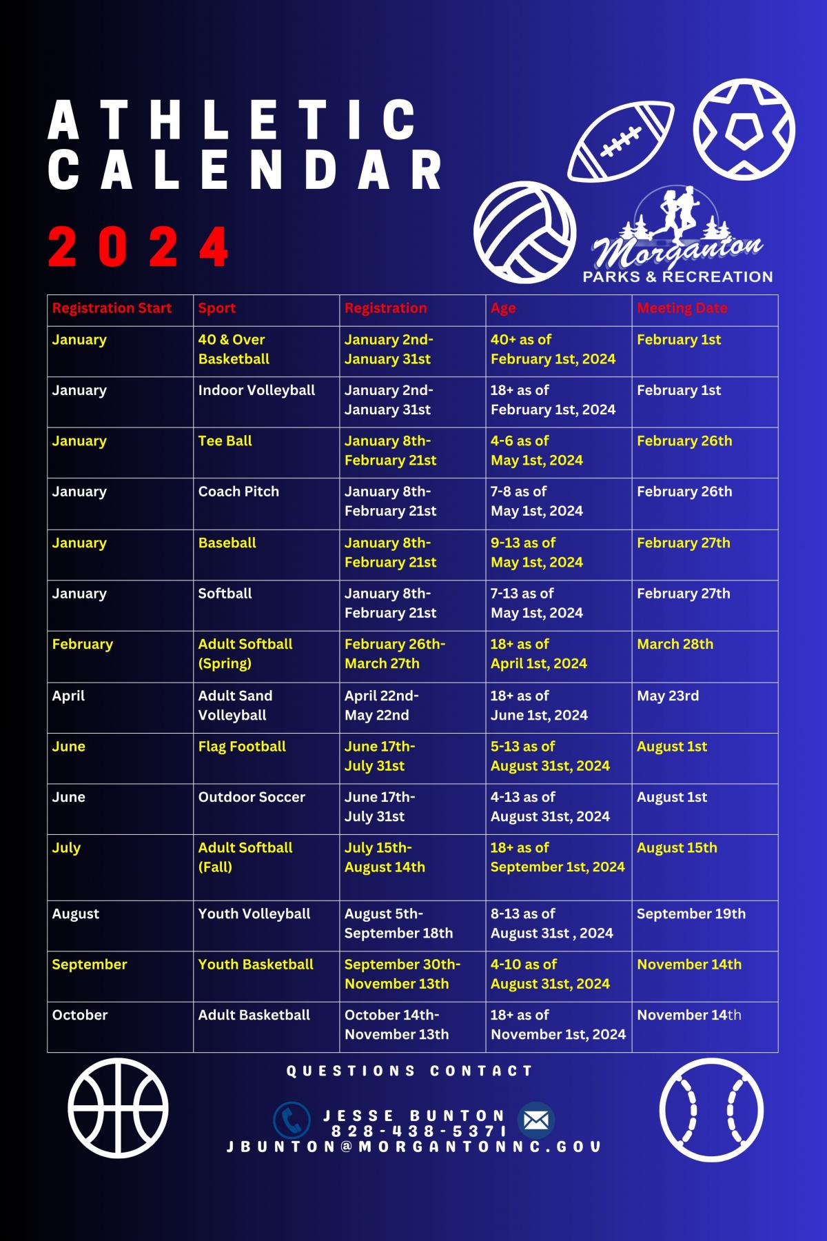 2024 Athletic Calendar